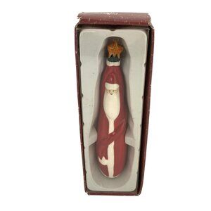 Vintage Russ Berrie & Co. Moments of Wonder Stoneware Santa Ornament w Box 5‎ in